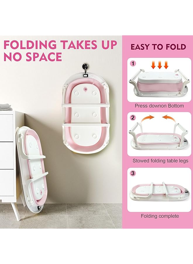 إيروريكس حوض استحمام قابل للطي للأطفال الصغار، حوض استحمام محمول للسفر للأطفال حديثي الولادة والرضع والأطفال الصغار مع سطح مانع للانزلاق - Image 3