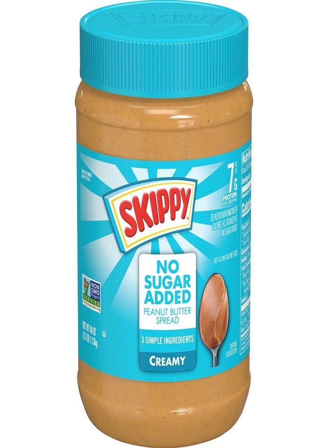 SKIPPY Creamy Peanut Butter Spread, No Sugar Added Peanut Butter, 40 Oz Jar - Image 1