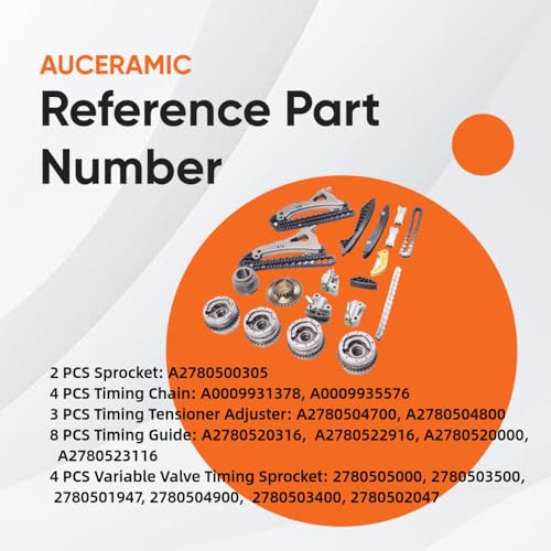 AUCERAMIC طقم سلسلة توقيت AUCERAMIC M278 مع ترس ضبط عمود الكامات متوافق مع مرسيدس بنز CLS550 E500 E550 GL450 GL500 X166 GL550 GLS550 CL550 GLE500 ML500 W166 W212 4.7L V8 توربو A0009935576 - Image 4