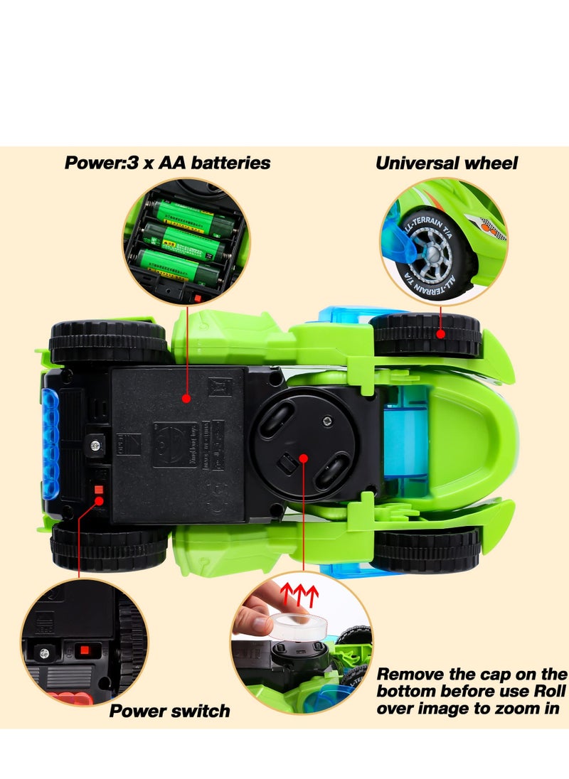 Excefore - Dinosaur Car Toys, with LED Lights and Music,Automatic Transforming 2-in-1 Dinosaur Transformer Toy for Kids (Green) - Image 1