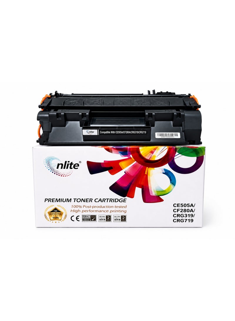 إنلايت Enlite 05A/80A/319/719 خرطوشة حبر ليزر عالية الجودة متوافقة مع : ( CE505A , CF280A, CRG319, CRG719) لطابعات HP & Canon - Image 1