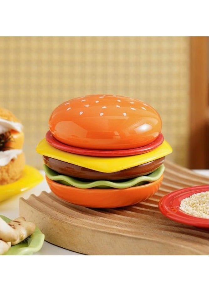 عام طبق وجبات خفيفة على شكل همبرغر لطيف وإبداعي من السيراميك، مثالي لأدوات المائدة المنزلية. - Image 1