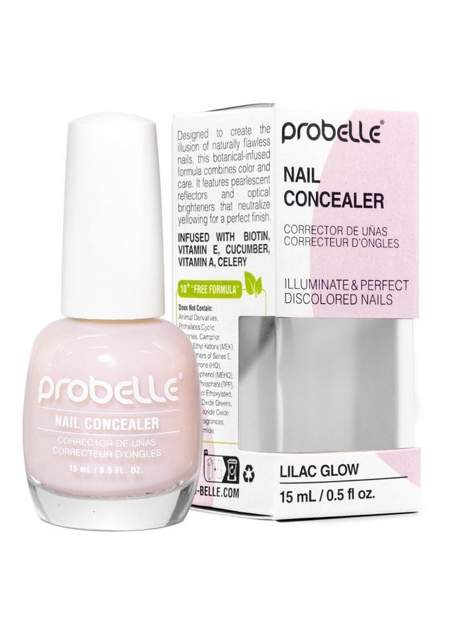 Probelle Illuminating Nail Concealer, Sheer Long Lasting Brightening Nail Polish for yellowing discolored nails, perfect finish for damaged nails with imperfections, Vegan, Gluten Free, Lilac Glow - Image 1
