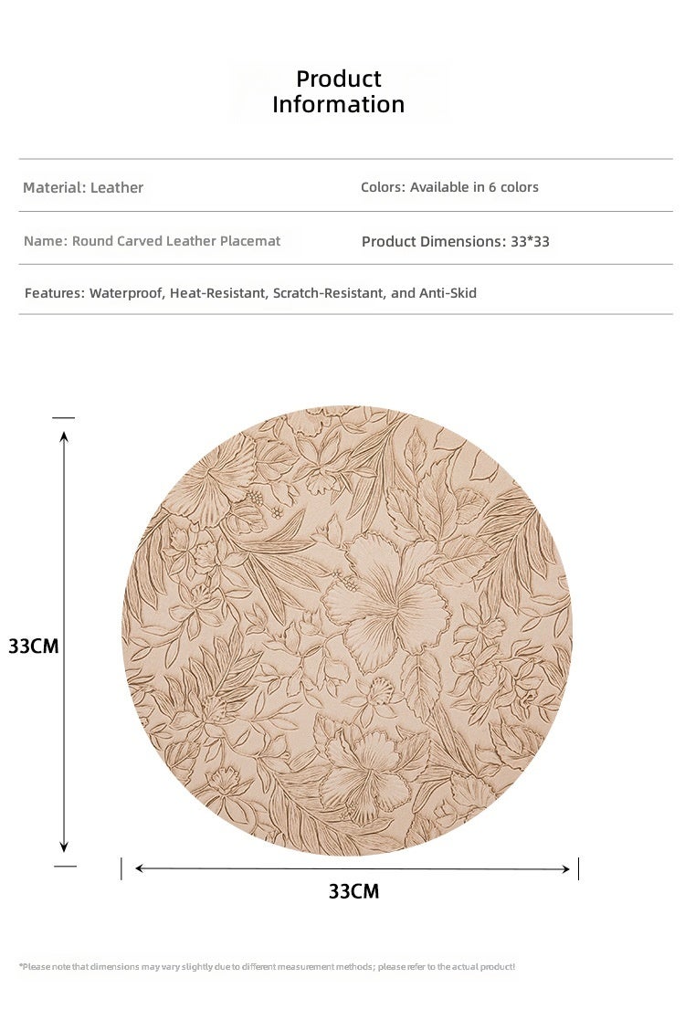 European Style Embossed Leather Placemats, Waterproof Oil-Proof Wash-Free, Hotel Restaurant Western Tableware Mats, Multiple Colors Available - Image 3