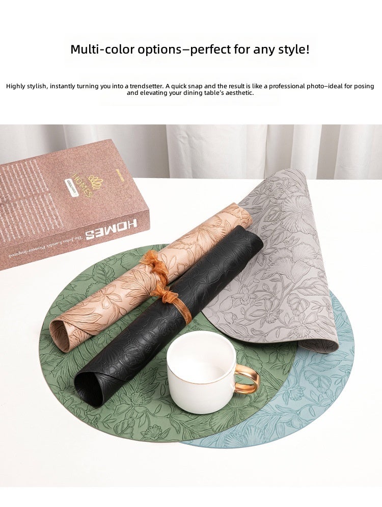 European Style Embossed Leather Placemats, Waterproof Oil-Proof Wash-Free, Hotel Restaurant Western Tableware Mats, Multiple Colors Available - Image 4