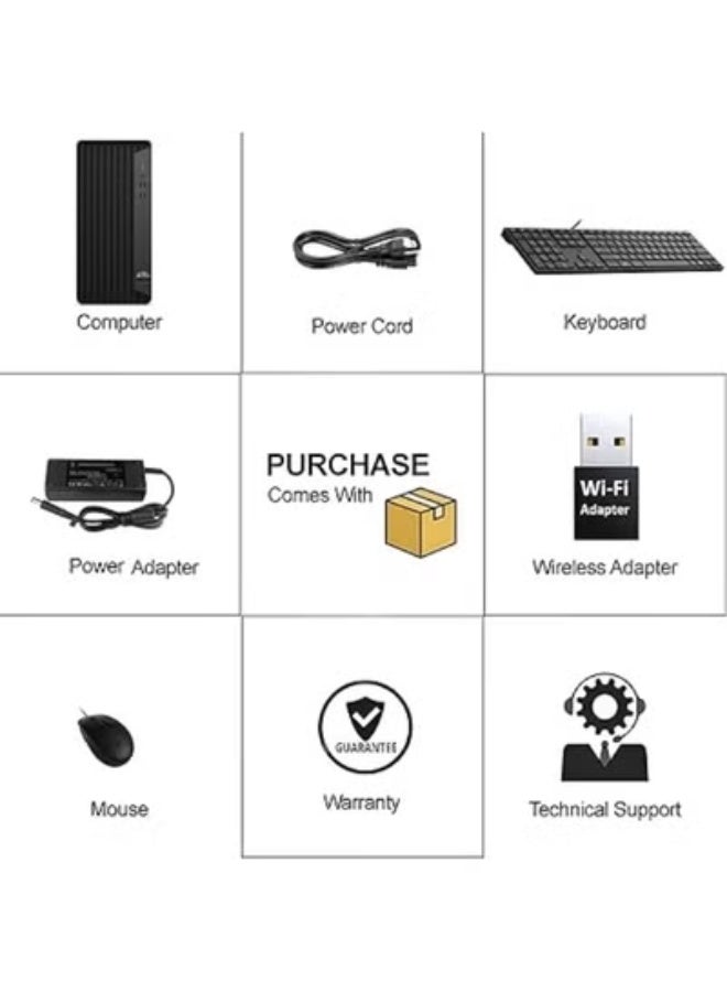 كمبيوتر مكتبي Microtower بمعالج Intel Core i5-10400F بسرعة 2.9 جيجاهرتز وذاكرة 32GB DDR4 وSSD PCIe NVMe بسعة 1TB ورسومات GT 610 بسعة 2GB ونظام Windows 11 Pro - Image 5