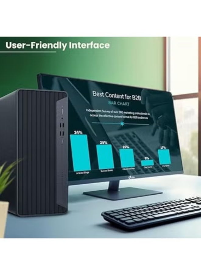 كمبيوتر مكتبي Microtower بمعالج Intel Core i5-10400F بسرعة 2.9 جيجاهرتز وذاكرة 32GB DDR4 وSSD PCIe NVMe بسعة 1TB ورسومات GT 610 بسعة 2GB ونظام Windows 11 Pro - Image 2