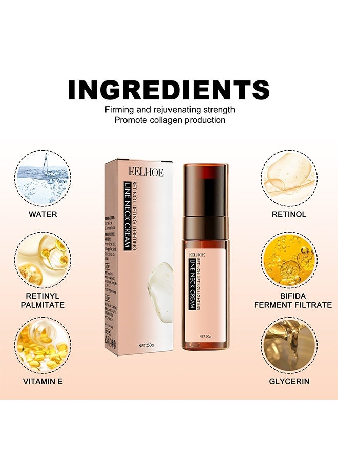 EELHOE Retinol Lifting Lighting Line Neck Cream - Fade Neck Lines,Firming and Moisturizing Brighten Skin Neck Massage,Reshape Swan Neck - Image 2
