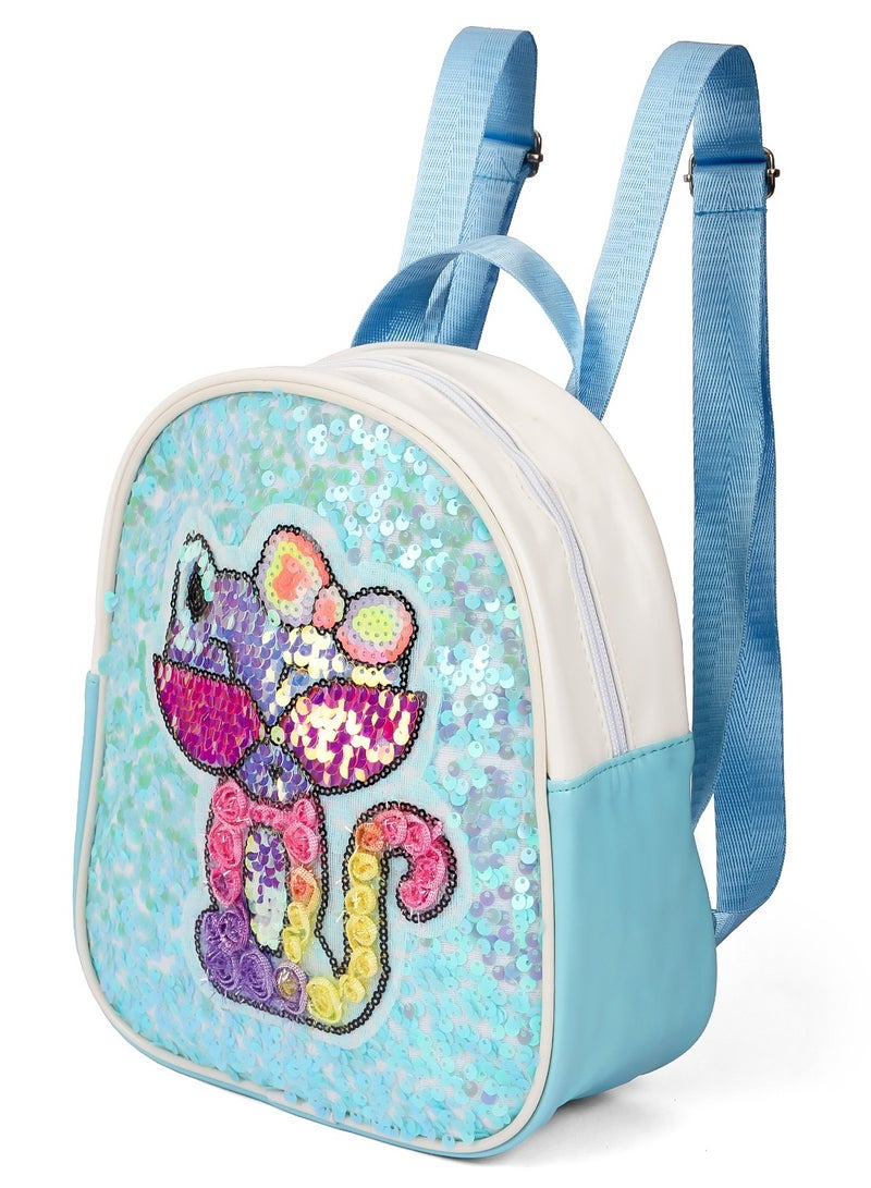 Eazy Kids Sequin School Backpack - Cat - Green  - Image 3