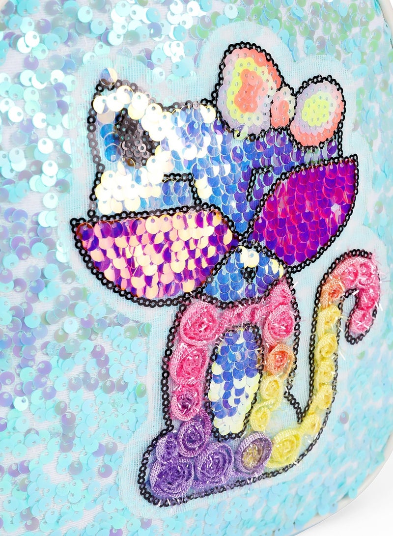 Eazy Kids Sequin School Backpack - Cat - Green  - Image 4