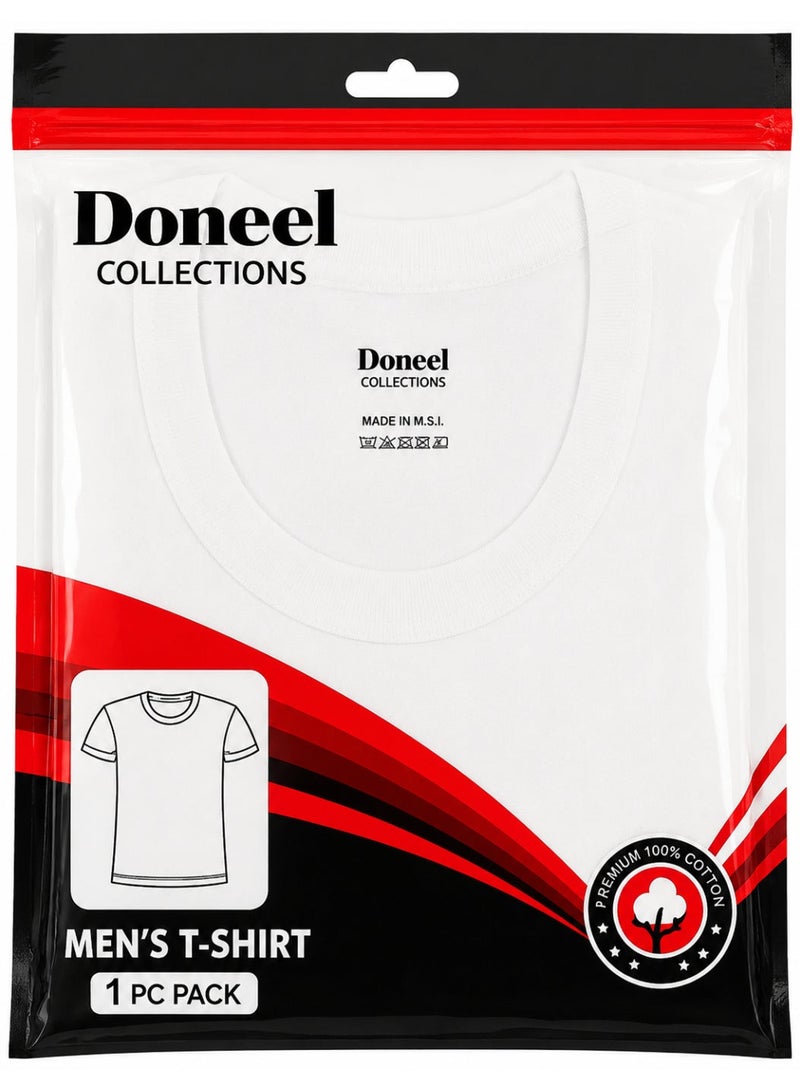 Doneel Collections Men's Cotton Crew Neck T-Shirt, White, 1-Pack - Image 1