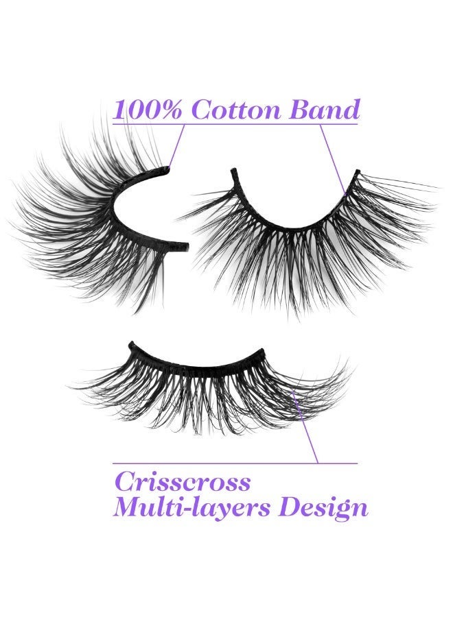 Joudi False Lashes Natural Look Cat Eye Half Lashes Wispy Fluffy Faux Mink Lashes Crisscross Multi-layers Fake Eyelashes 7 Pairs Pack - Image 5