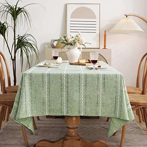 Chassic 54 x 72 inches Farmhouse Style Linen tablecloths Wrinkle Resistant Washable Dining Room Table Cloths for Small Rectangle Tables  Hemstitch Sage Green