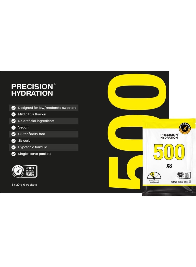 Precision Hydration Electrolyte Powder Packets - No Artificial Ingredients, Multi Strength Hydration Packets - Individual Waterproof Servings - Gluten/Dairy Free, 1 Box (8 Packets, 500mg/L-Yellow) - Image 1