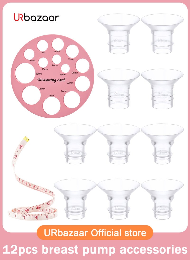 أوربازار مجموعة قياس الشفة من 10 قطع بمقاسات 13/15/17/19/21 مم ومسطرة، تناسب شفة/درع 24 مم لمعظم المضخات، مع حشوات شفة خالية من مادة BPA، متوافقة مع مضخات الثدي Momcozy/Elvie/Spectra/Bellababy/TSRETE/Nuliie - Image 1