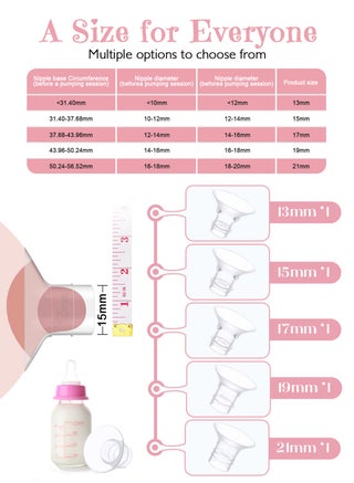 10PCS Flange Sizing kit 13/15/17/19/21mmAnd Ruler, for 24mm Flange/Shield of Most Pumps, BPA-Free Flange Inserts, Compatible with Momcozy/Elvie/Spectra/Bellababy/TSRETE/Nuliie Breast Pumps - view 3