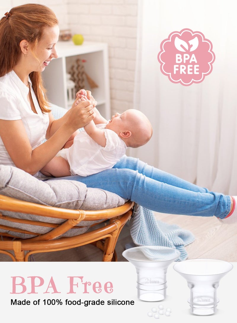 أوربازار مجموعة قياس الشفة من 10 قطع بمقاسات 13/15/17/19/21 مم ومسطرة، تناسب شفة/درع 24 مم لمعظم المضخات، مع حشوات شفة خالية من مادة BPA، متوافقة مع مضخات الثدي Momcozy/Elvie/Spectra/Bellababy/TSRETE/Nuliie - Image 2