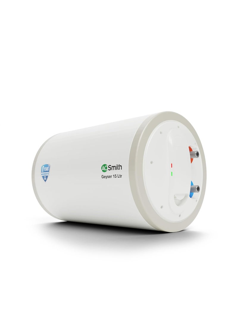 AO Smith AO Smith Horizontal Geyser 15 Litre Right Storage Water Geyser With Glass Coated Heating Element Electric Geyser With Durable Metal Body Warranty 7 Yr Tank 2 Yr Comprehensive HASX1015RHS 