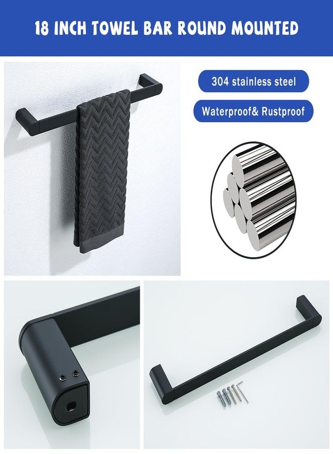 SWHYGER Bathroom Hardware Set, 4-Piece Bath Accessories Set Matte Black Wall Mount Includes 18 Inch Hand Towel Bar,Toilet Paper Holder,Bath Towel Hook,SW96026S-4MB. - Image 5