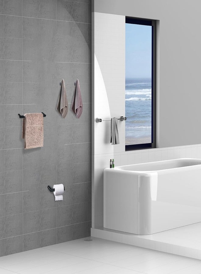 SWHYGER Bathroom Hardware Set, 4-Piece Bath Accessories Set Matte Black Wall Mount Includes 18 Inch Hand Towel Bar,Toilet Paper Holder,Bath Towel Hook,SW96026S-4MB. - Image 4