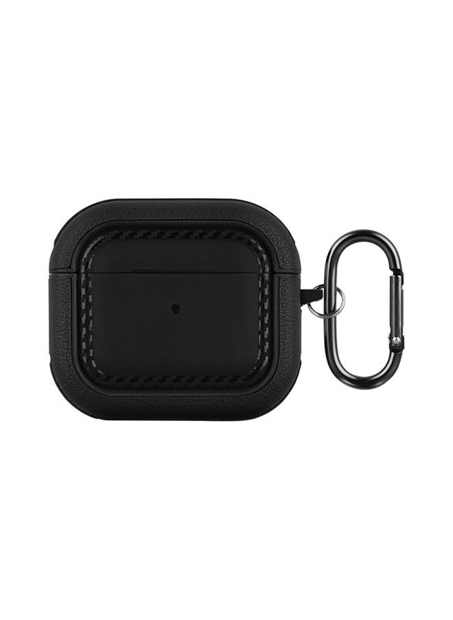 Generic - Case Cover For AirPods 3 Leather Texture Earphone Protective Case Black - Image 1
