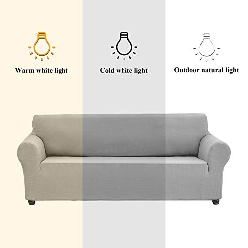 Joccun Stretch Couch Cover Slipcovers, 1-Piece Sofa Covers for 3 Cushion Couch Spandex Jacquard Washable Furniture Protector Cover for Living Room,Kids,Pets(Sofa,Silver) - Image 3
