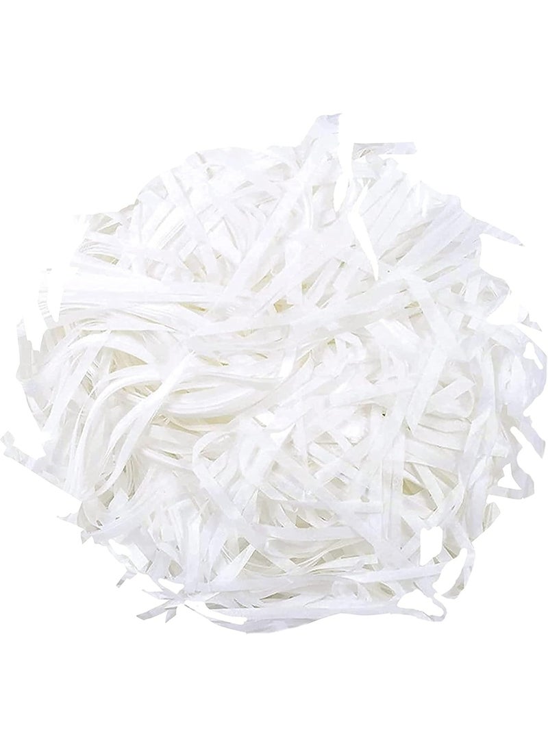 Raffia Paper Shreds Strands Eco Friendly Shredded Crinkle Confetti Crinkle Cut Paper Filling Shredded Paper for Hamper Gift Box Filling (White)100g - Image 1