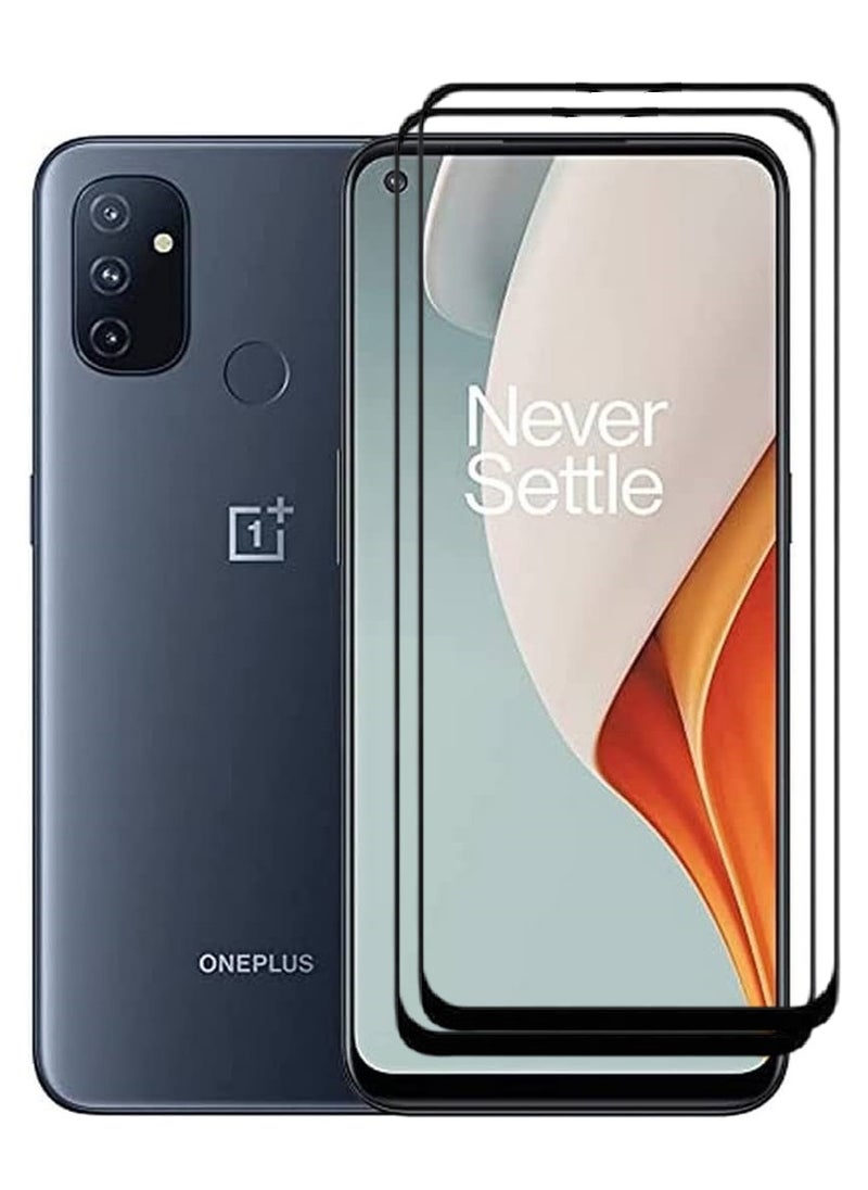 AINA 2 Pieces Tempered Glass Screen Protector 5D Designed For OnePlus Nord N100 Full Glue Edge to Edge Full Screen Coverage And Bubble Free - Image 1