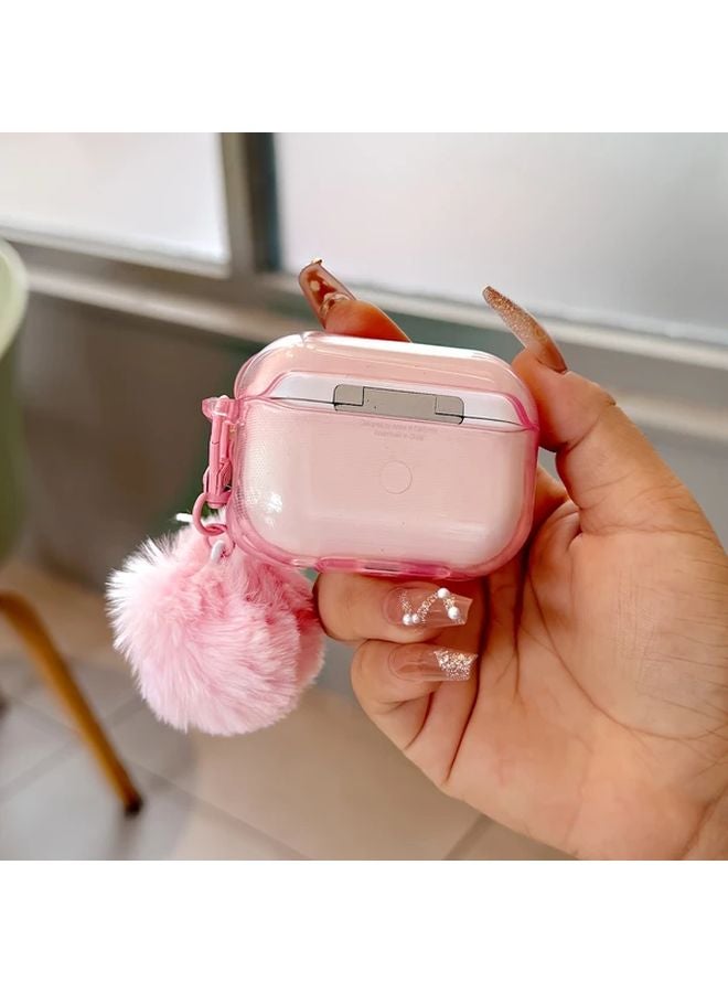 Pink Floral Lace Foundation Cherry Blossom Protective Case For Airpods 1 2 With Pom Pom Pendant - Image 5