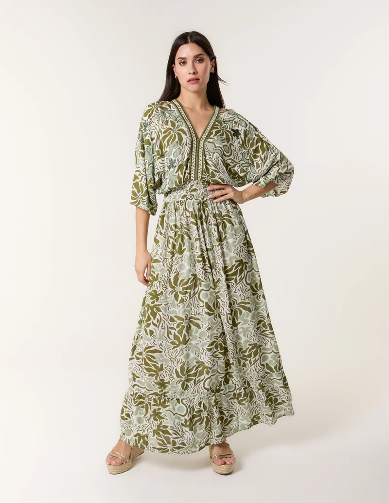 بلو فانيلا Embellished V Front & Back Maxi Dress