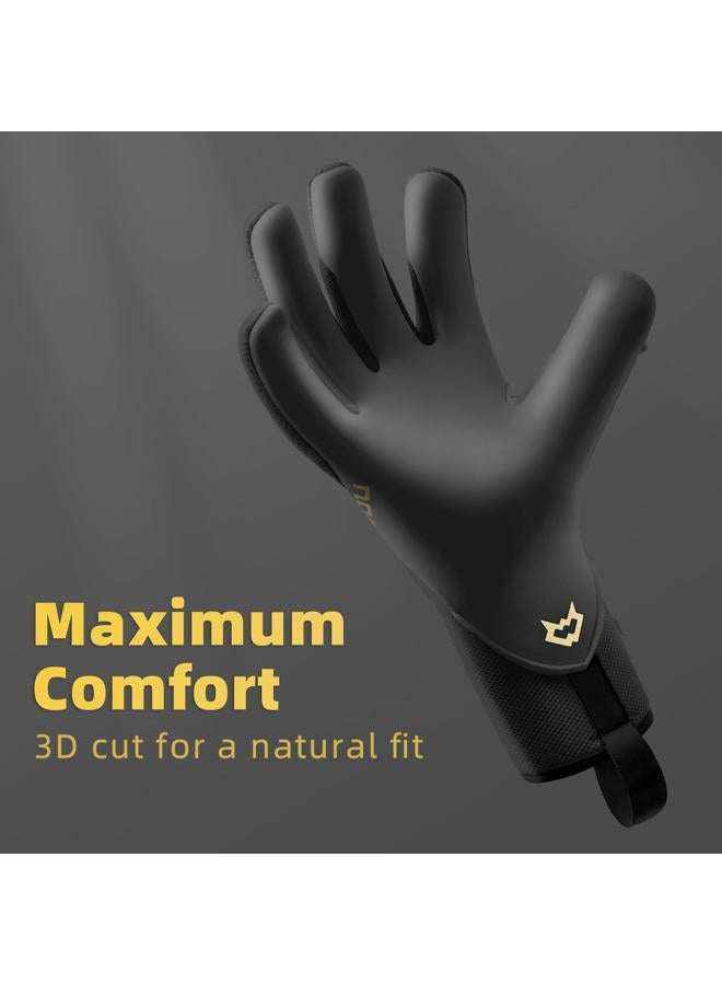 WVVOU Professional Goalkeeper Gloves for Adults and Youth Soccer Goalie Gloves Breathable Soccer Gloves High Performance Guantes De Portero with 4+3mm Sticky Super Grip Latex Palm (Black, 8) - Image 3