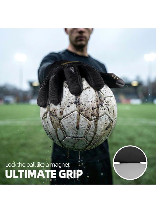 WVVOU Professional Goalkeeper Gloves for Adults and Youth Soccer Goalie Gloves Breathable Soccer Gloves High Performance Guantes De Portero with 4+3mm Sticky Super Grip Latex Palm (Black, 8) - Image 2
