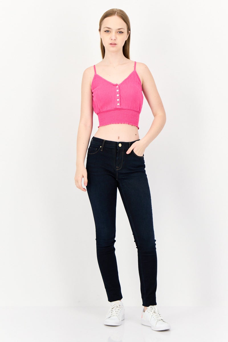 ONLY Women V Neck Sleeveless Textured Tank Top, Fuchsia Pink - Image 4