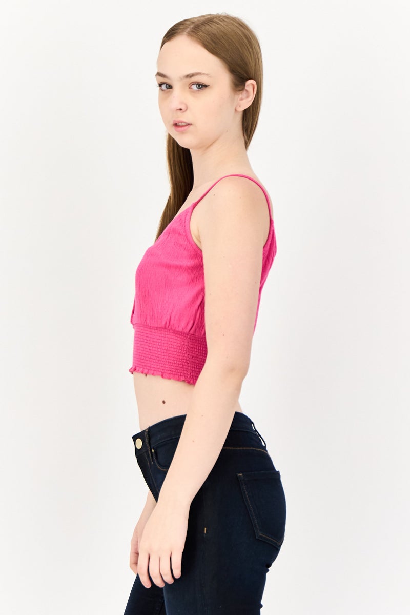 ONLY بلوزة نسائية بدون أكمام بتصميم V، وردي فوشيا - Image 2