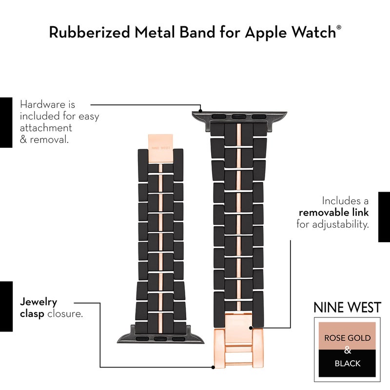 Nine West Fashion Rubberized Bracelet for Apple Watch Secure, Adjustable, Apple Watch Band Replacement, Fits Most Wrists - Image 3