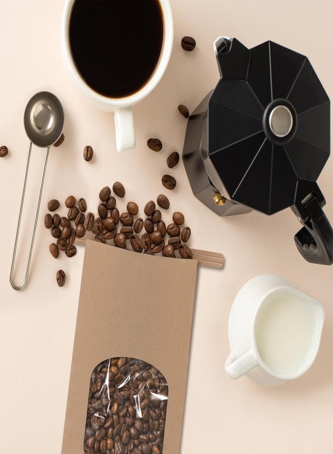 Eupako 3.54x2.36x6.7" Bakery Bags with Window 50 PCS Brown Tin Tie Tab Lock Bags Kraft Paper Bags for Cookies, Coffee, Included 50 PCS Handmade Stickers - Image 5