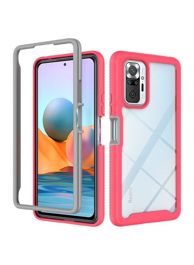 Case Cover For Xiaomi Redmi Note 10 Pro Starry Sky Solid Color Series Shockproof PC + TPU Protective Case Rose Red