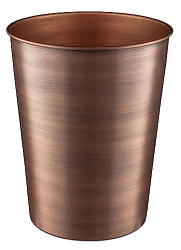 Monarch Abode Metal Bathroom Trash Can Waste Basket for Bedroom Office Desk Dorm Handcrafted Durable Decorative Antique Copper Small Trash Can Bathroom Garbage Bin Wastebasket