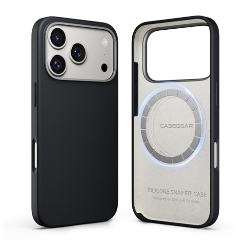 CASEGEAR Silicone Snap Fit Back Cover Case Compatible with iPhone 17 Pro Max | 8 Feet Drop Protection | Compatible with MagSafe | 360° Protection | Shockproof & Scratch Resistant | Midnight Black - Image 1