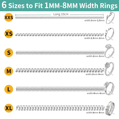 Kueroami Ring Size Adjuster for Loose Rings, 12 Pack 6 Sizes, Silicone Invisible Coil Wrap, Tightener for Women and Men (Clear) - Image 5