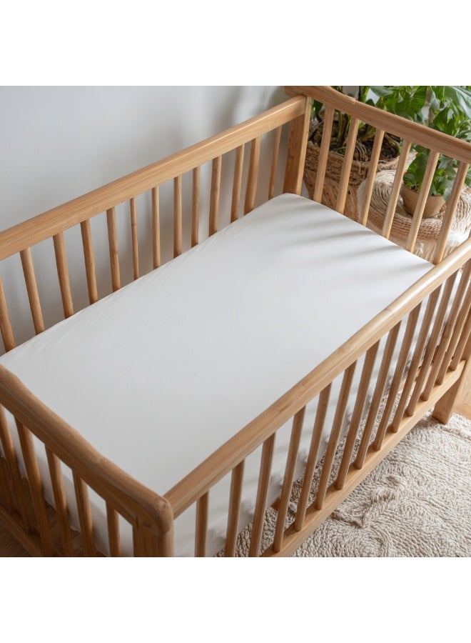 Minoa Baby Bamboo Fitted Crib Sheet, Standard (70 cm x 132 cm), Ivory - Image 3