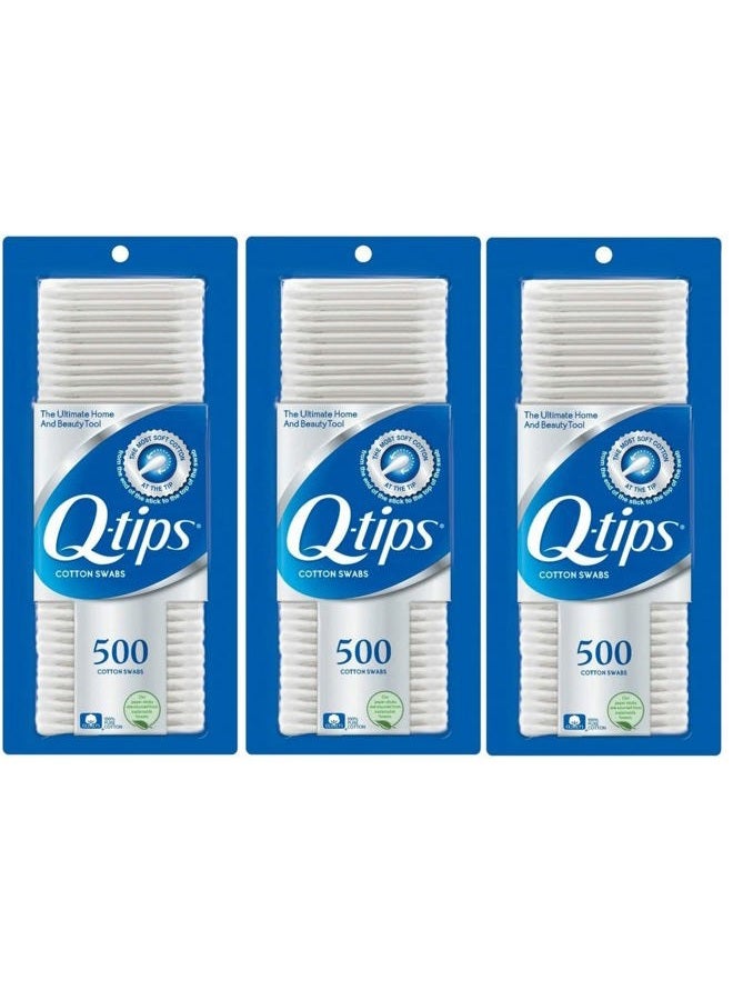 Q-tips Cotton Swabs, 500 Count (Pack of 3) - Image 1