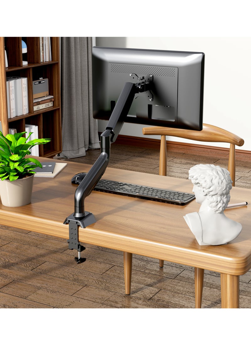 DEWINNER - Single Monitor Arm with Gas Spring Arm, Swivel Adjustable in All Directions for 13"-32" Screens Vesa75/100mm with Clamps and Grommet Mounting Base, Load Capacity 4.4-19.8 Lbs (2-9 Kg) - Image 1
