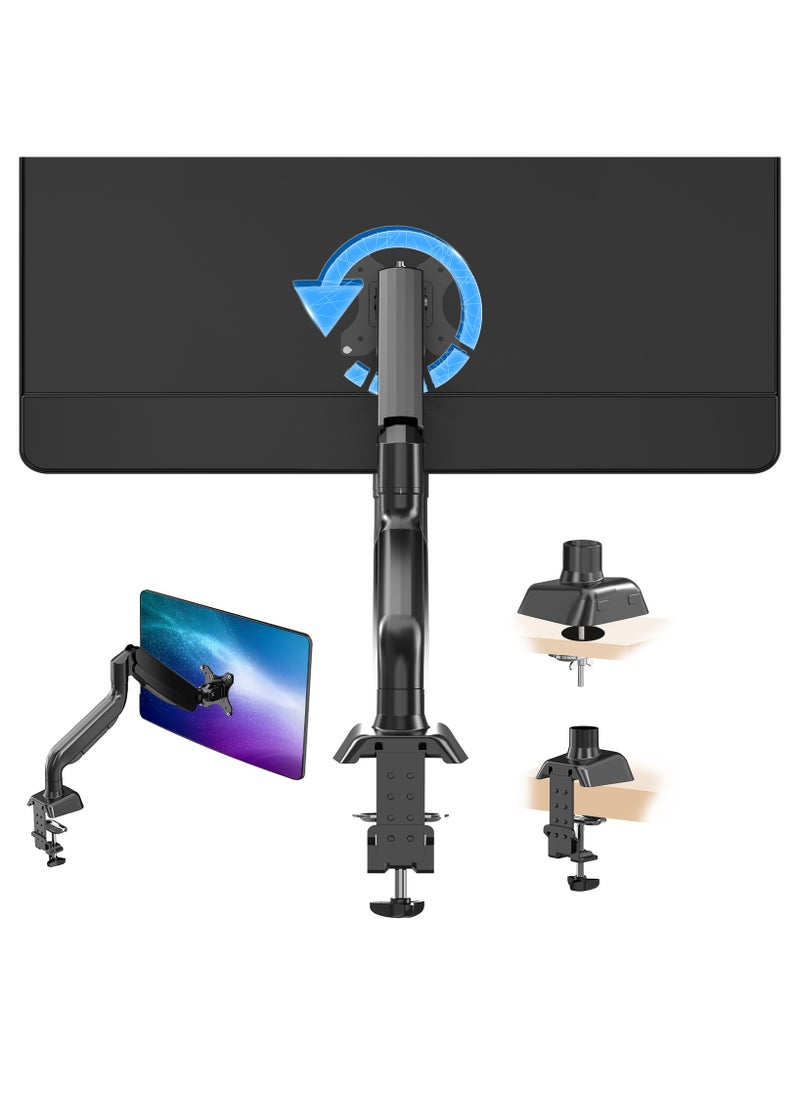 DEWINNER - Single Monitor Arm with Gas Spring Arm, Swivel Adjustable in All Directions for 13"-32" Screens Vesa75/100mm with Clamps and Grommet Mounting Base, Load Capacity 4.4-19.8 Lbs (2-9 Kg) - Image 1