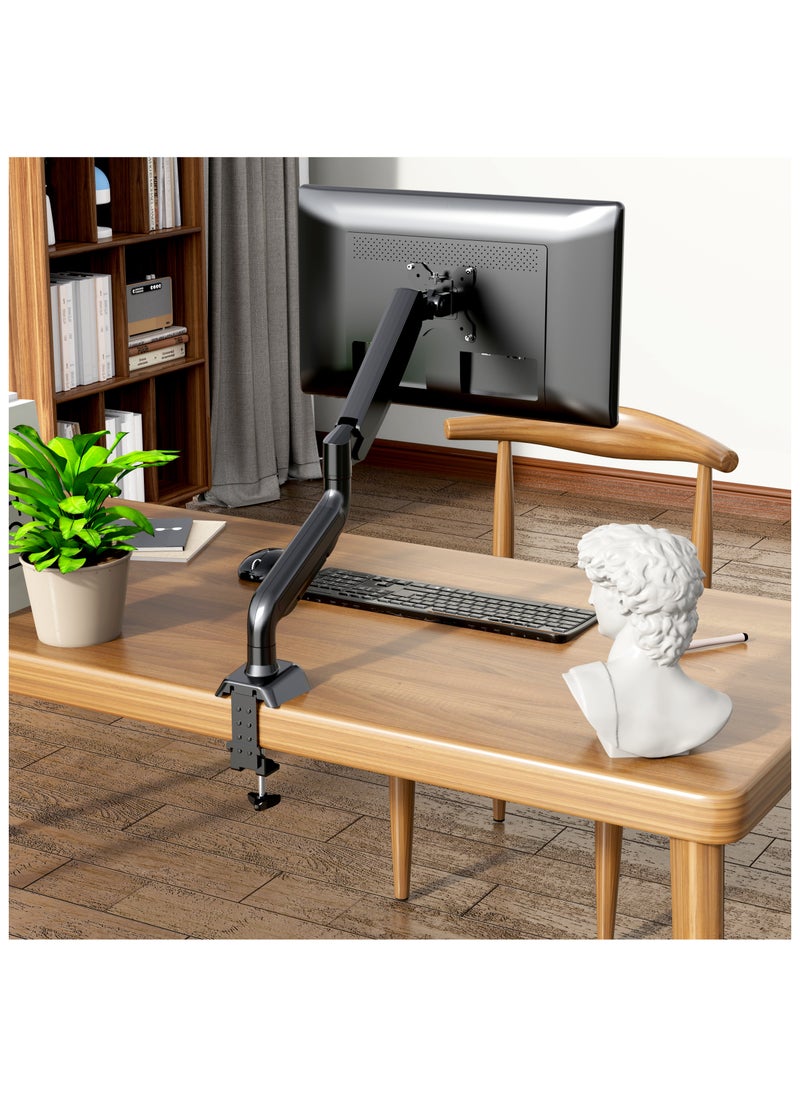 DEWINNER - Single Monitor Arm with Gas Spring Arm, Swivel Adjustable in All Directions for 13"-32" Screens Vesa75/100mm with Clamps and Grommet Mounting Base, Load Capacity 4.4-19.8 Lbs (2-9 Kg) - Image 1