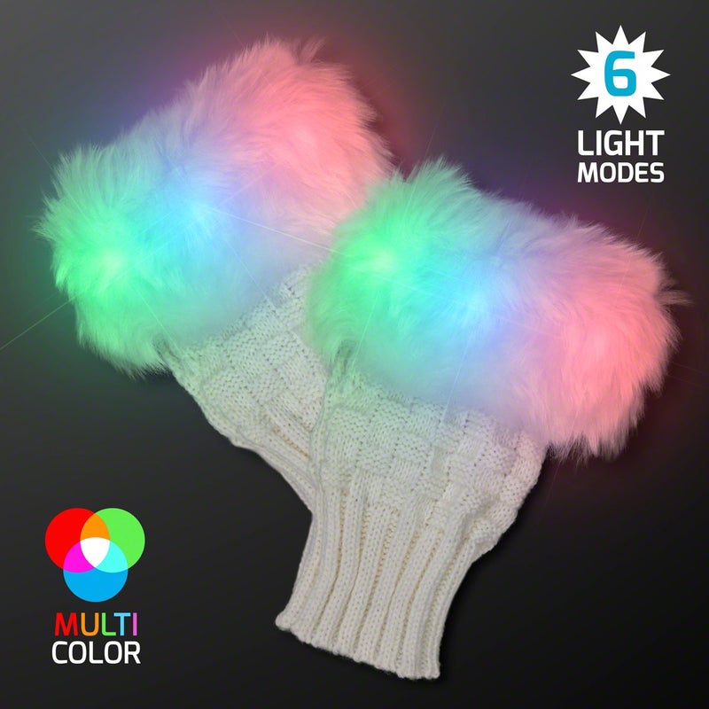 FlashingBlinkyLights Light Up Fuzzy Fingerless LED Glow Gloves - Image 2
