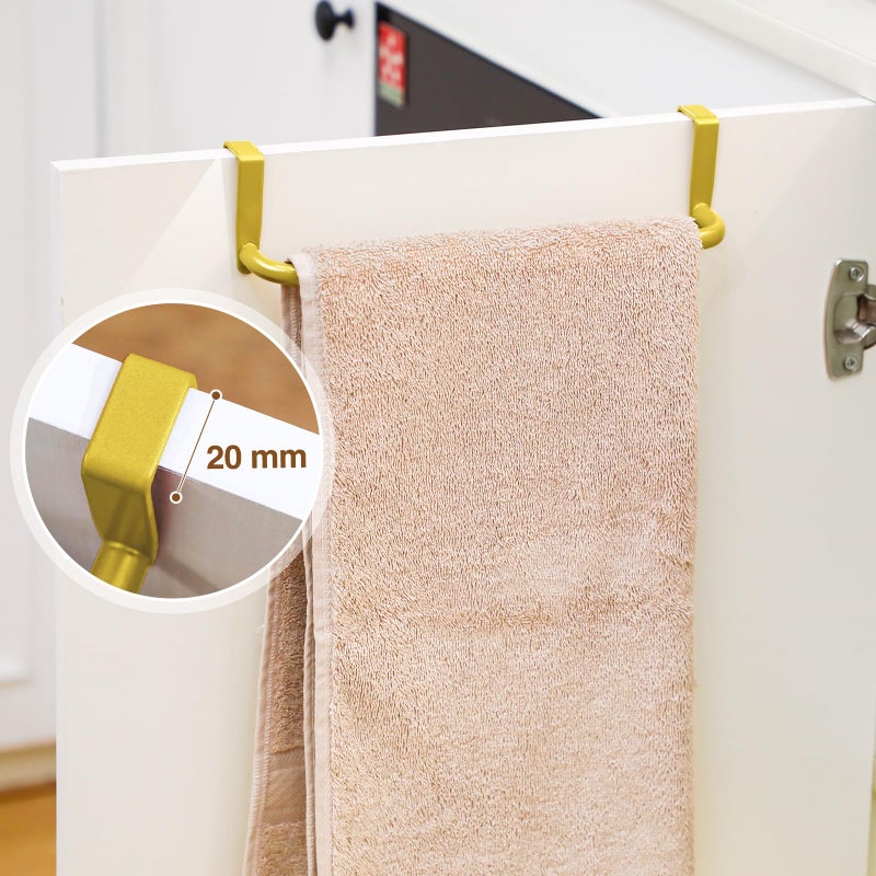 Patelai 2 Pieces Metal Towel Bar Kitchen Cabinet Steel Towel Rack Bar for Hanging on Inside or Outside of Doors, Home Kitchen Bathroom(Gold) - Image 4