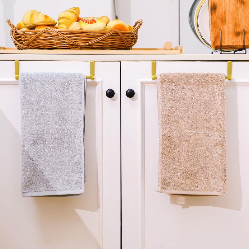 Patelai 2 Pieces Metal Towel Bar Kitchen Cabinet Steel Towel Rack Bar for Hanging on Inside or Outside of Doors, Home Kitchen Bathroom(Gold) - Image 5