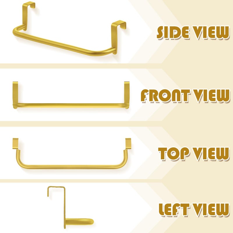Patelai 2 Pieces Metal Towel Bar Kitchen Cabinet Steel Towel Rack Bar for Hanging on Inside or Outside of Doors, Home Kitchen Bathroom(Gold) - Image 3