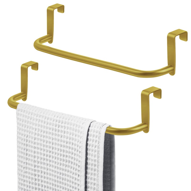 Patelai 2 Pieces Metal Towel Bar Kitchen Cabinet Steel Towel Rack Bar for Hanging on Inside or Outside of Doors, Home Kitchen Bathroom(Gold) - Image 1